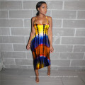 2021 Latest design summer fashionable cheap hot selling women clothing backless elegant casual sexy tie dye slip dress